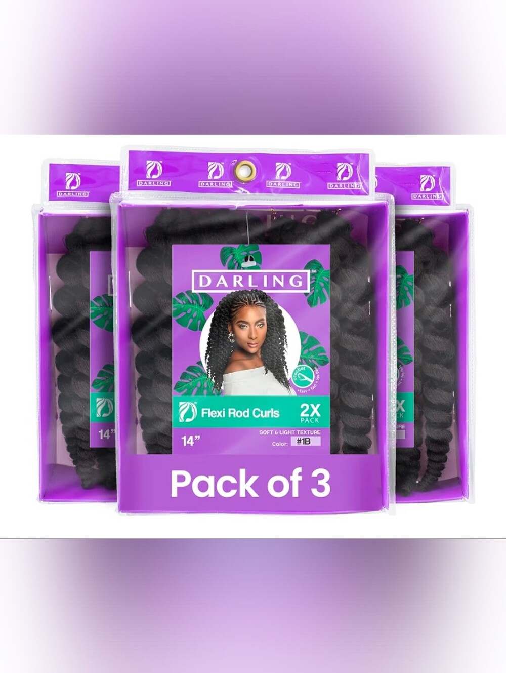 Darling Flexi Rod Curls 14" Pack of 3 - Color #1B (Black)